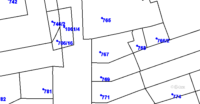 Parcela st. 767 v KÚ Grygov, Katastrální mapa
