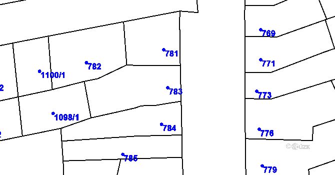 Parcela st. 783 v KÚ Grygov, Katastrální mapa