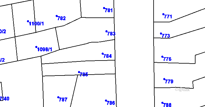 Parcela st. 784 v KÚ Grygov, Katastrální mapa
