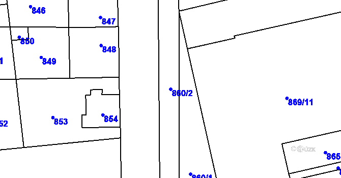 Parcela st. 860/2 v KÚ Grygov, Katastrální mapa