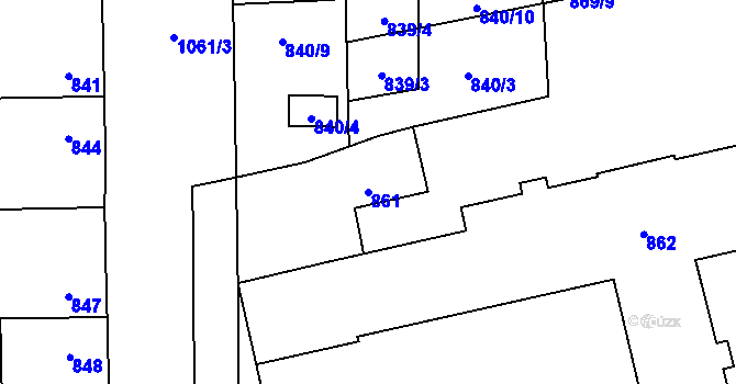Parcela st. 861 v KÚ Grygov, Katastrální mapa