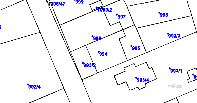 Parcela st. 994 v KÚ Grygov, Katastrální mapa