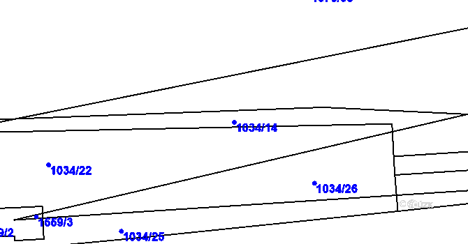 Parcela st. 1034/14 v KÚ Grygov, Katastrální mapa