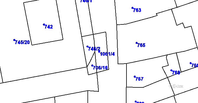 Parcela st. 1061/4 v KÚ Grygov, Katastrální mapa
