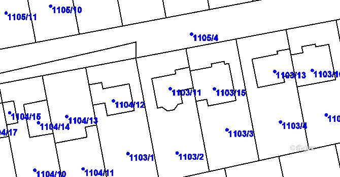 Parcela st. 1103/11 v KÚ Grygov, Katastrální mapa
