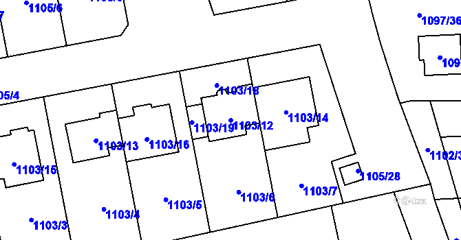 Parcela st. 1103/12 v KÚ Grygov, Katastrální mapa