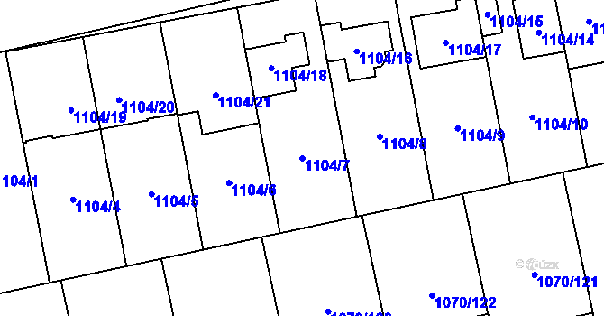 Parcela st. 1104/7 v KÚ Grygov, Katastrální mapa