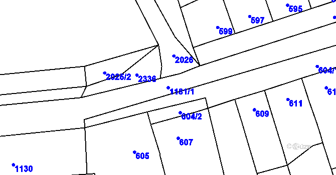 Parcela st. 1181/1 v KÚ Grygov, Katastrální mapa