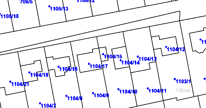 Parcela st. 1104/15 v KÚ Grygov, Katastrální mapa