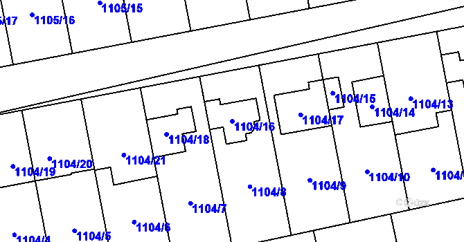 Parcela st. 1104/16 v KÚ Grygov, Katastrální mapa