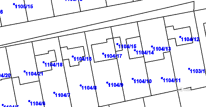 Parcela st. 1104/17 v KÚ Grygov, Katastrální mapa