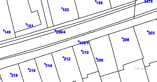 Parcela st. 159/1 v KÚ Grygov, Katastrální mapa