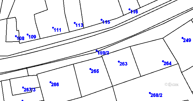Parcela st. 159/2 v KÚ Grygov, Katastrální mapa