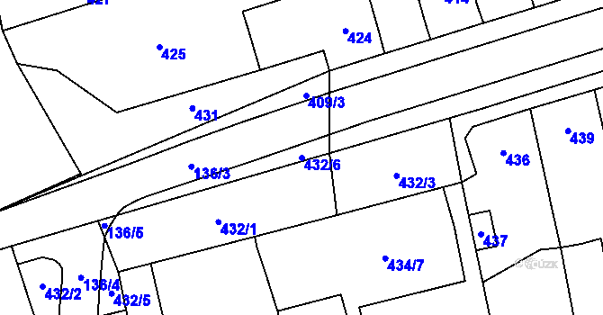 Parcela st. 432/6 v KÚ Grygov, Katastrální mapa