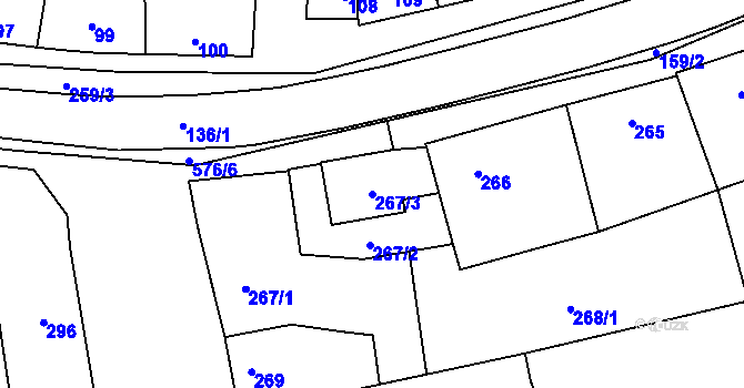 Parcela st. 267/3 v KÚ Grygov, Katastrální mapa