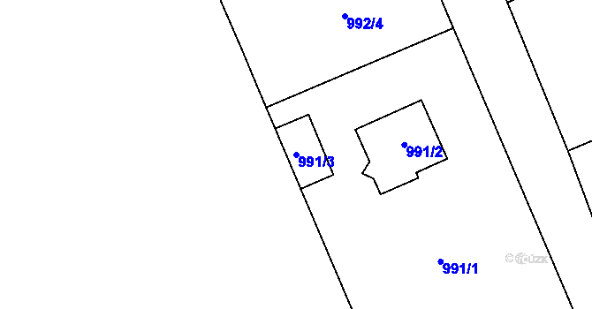 Parcela st. 991/3 v KÚ Grygov, Katastrální mapa