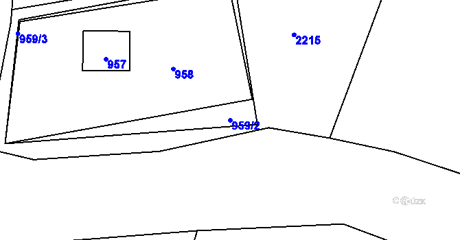 Parcela st. 959/2 v KÚ Grygov, Katastrální mapa
