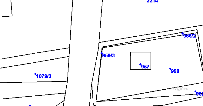 Parcela st. 959/3 v KÚ Grygov, Katastrální mapa