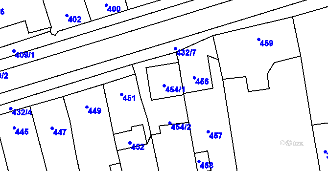 Parcela st. 454/1 v KÚ Grygov, Katastrální mapa