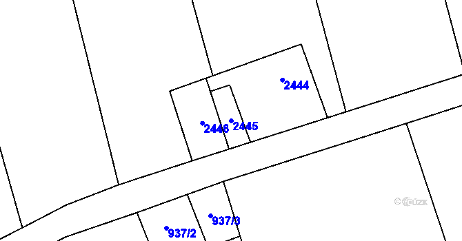 Parcela st. 2445 v KÚ Grygov, Katastrální mapa