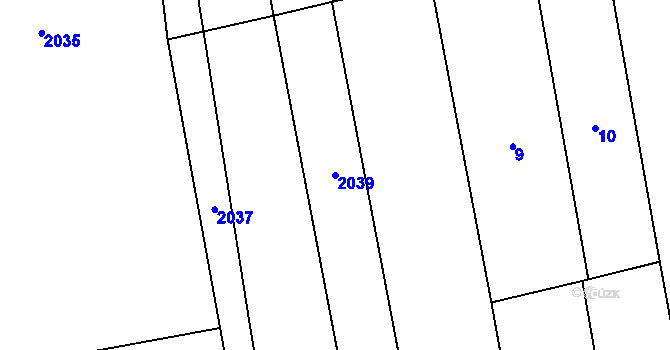 Parcela st. 2039 v KÚ Grygov, Katastrální mapa
