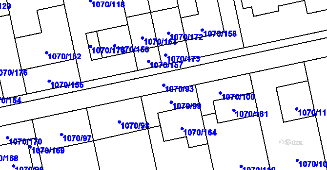 Parcela st. 1070/93 v KÚ Grygov, Katastrální mapa