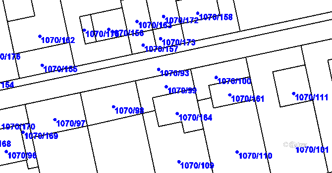 Parcela st. 1070/99 v KÚ Grygov, Katastrální mapa