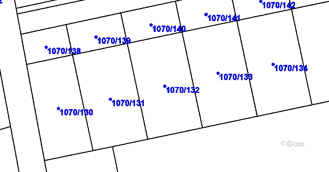 Parcela st. 1070/132 v KÚ Grygov, Katastrální mapa