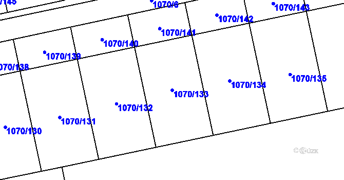 Parcela st. 1070/133 v KÚ Grygov, Katastrální mapa