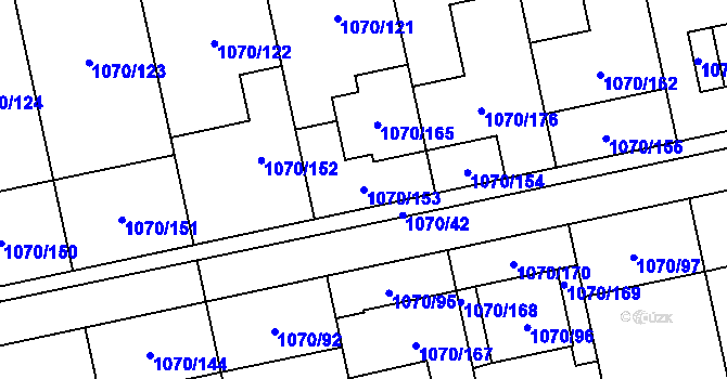 Parcela st. 1070/153 v KÚ Grygov, Katastrální mapa