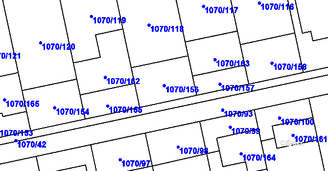 Parcela st. 1070/156 v KÚ Grygov, Katastrální mapa