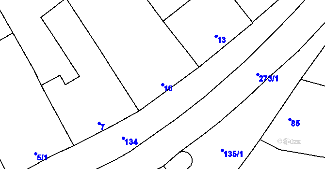 Parcela st. 10 v KÚ Grymov, Katastrální mapa