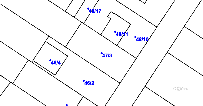 Parcela st. 47/3 v KÚ Grymov, Katastrální mapa