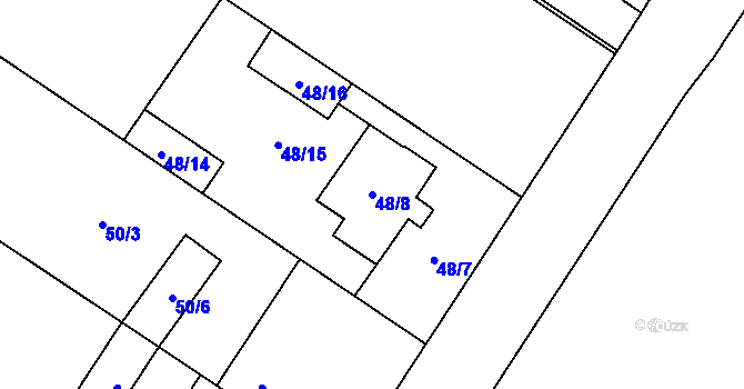 Parcela st. 48/8 v KÚ Grymov, Katastrální mapa