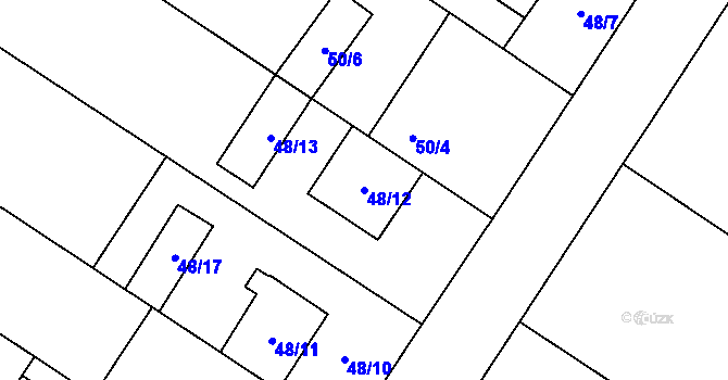 Parcela st. 48/12 v KÚ Grymov, Katastrální mapa