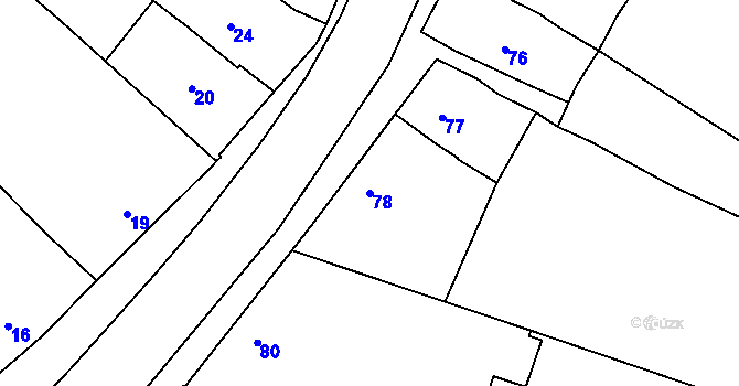 Parcela st. 78 v KÚ Grymov, Katastrální mapa