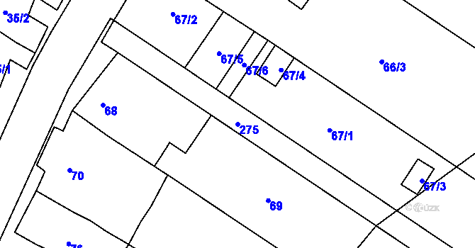 Parcela st. 275 v KÚ Grymov, Katastrální mapa