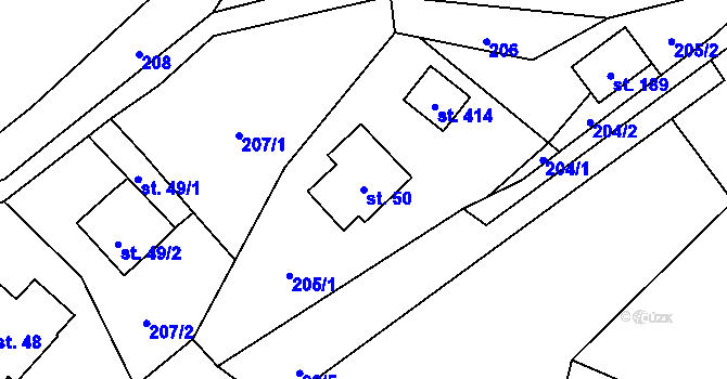 Parcela st. 50 v KÚ Guty, Katastrální mapa
