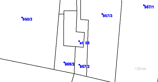 Parcela st. 56 v KÚ Guty, Katastrální mapa
