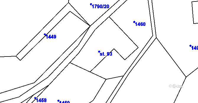 Parcela st. 93 v KÚ Guty, Katastrální mapa