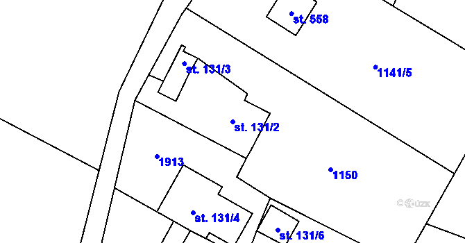Parcela st. 131/2 v KÚ Guty, Katastrální mapa