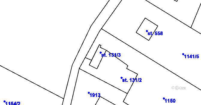 Parcela st. 131/3 v KÚ Guty, Katastrální mapa