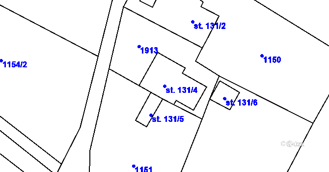 Parcela st. 131/4 v KÚ Guty, Katastrální mapa