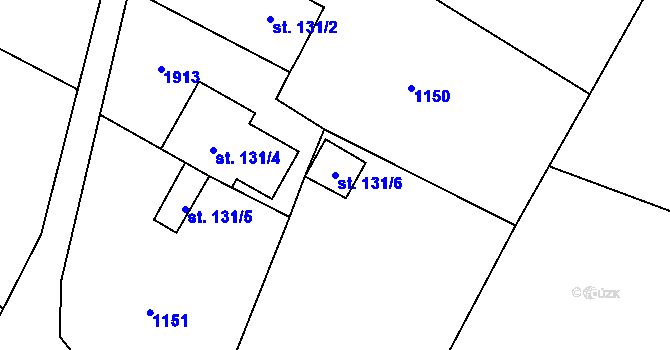 Parcela st. 131/6 v KÚ Guty, Katastrální mapa