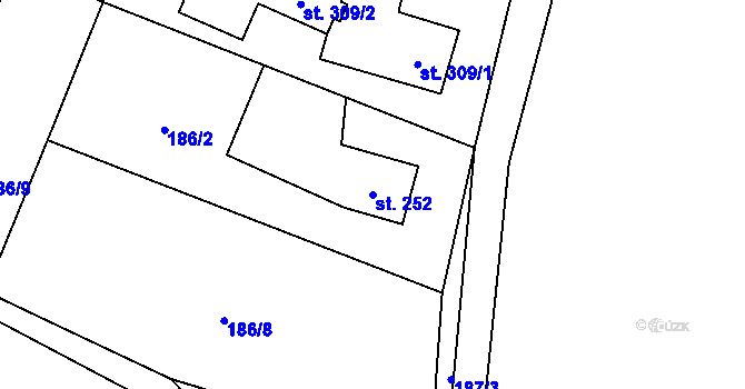 Parcela st. 252 v KÚ Guty, Katastrální mapa