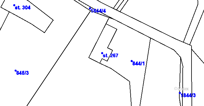 Parcela st. 267 v KÚ Guty, Katastrální mapa