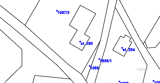 Parcela st. 280 v KÚ Guty, Katastrální mapa