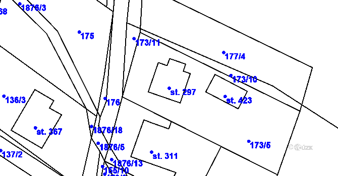 Parcela st. 297 v KÚ Guty, Katastrální mapa