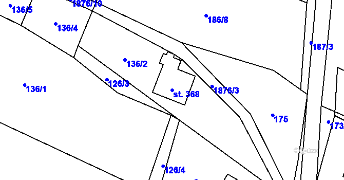 Parcela st. 368 v KÚ Guty, Katastrální mapa