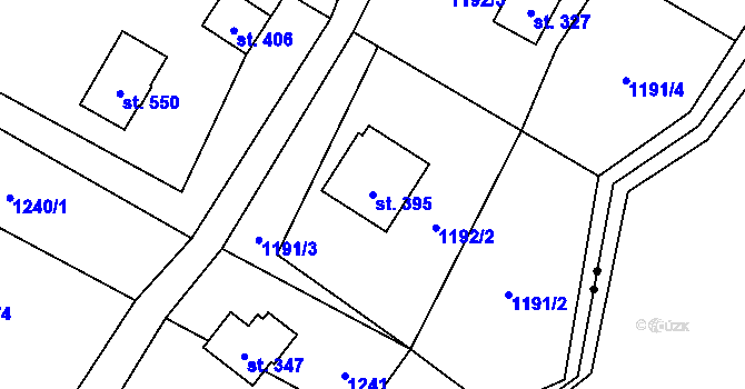 Parcela st. 395 v KÚ Guty, Katastrální mapa